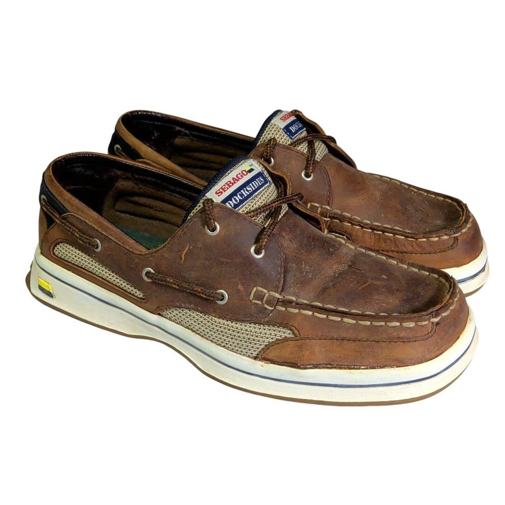 Sebago Clovehitch II Boat Shoes Mens Size 10M Brown Leather Lace Up Preppy